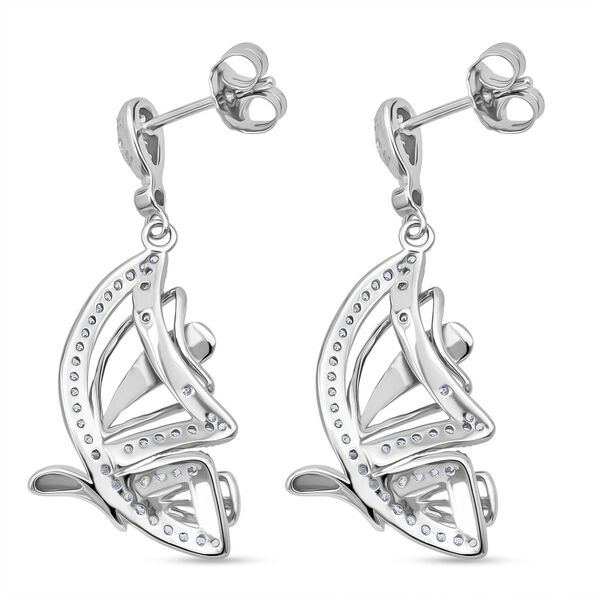 LUSTRO STELLA - Weißer Zirkonia Schmetterling Ohrringe 925 Silber rhodiniert image number 3