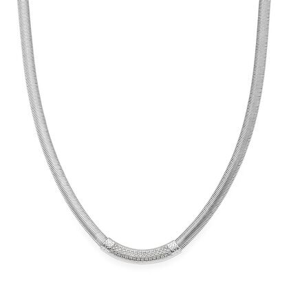 DESIGNER-INSPIRIERT Wei&szlig;es Kristall Halskette ca. 50 cm + 5 cm extender, Reiner Edelstahl