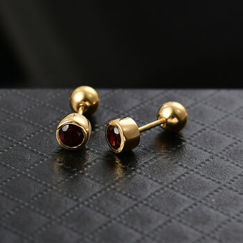 Mosambik Granat Ohrringe, 925 Silber 750 Gelbgold Vermeil - 0,70 ct.