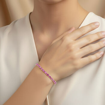 LUXURIANT AAA Labor Rosa Saphir und Labor Diamant 20cm Armband - 10,17 ct.