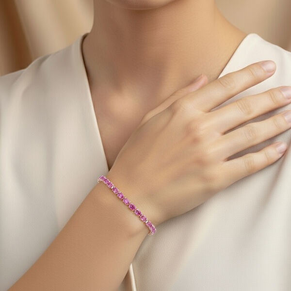 LUXURIANT AAA Labor Rosa Saphir und Labor Diamant 20cm Armband - 10,17 ct. image number 2