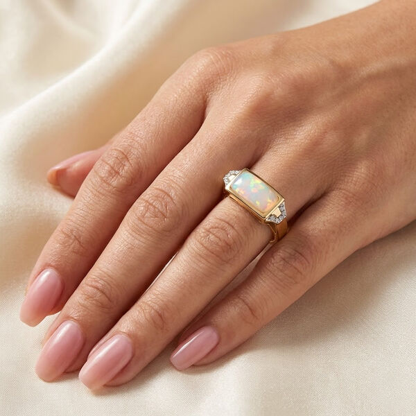 D'Joy nat&uuml;rlicher, &auml;thiopischer Welo Opal und Zirkon Ring - 3,20 ct. image number 2