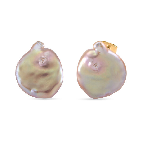 Mehrfarbige S&uuml;&szlig;wasser Perle Ohrringe Reiner Edelstahl Gelb