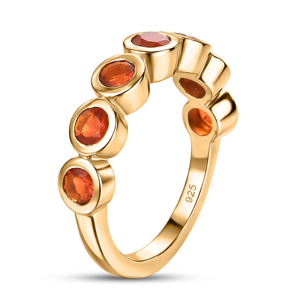 Purpurroter Feuer Opal 7 Stein Ring 925 Silber vergoldet  ca. 0,83 ct image number 5