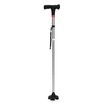 Faltbarer Smart-Gehstock mit LED Licht und Alarm, Belastbarkeit 113 KG, Grau, Ben&ouml;tigt 2xAAA-Batterien (nicht im Lieferumfang enthalten)