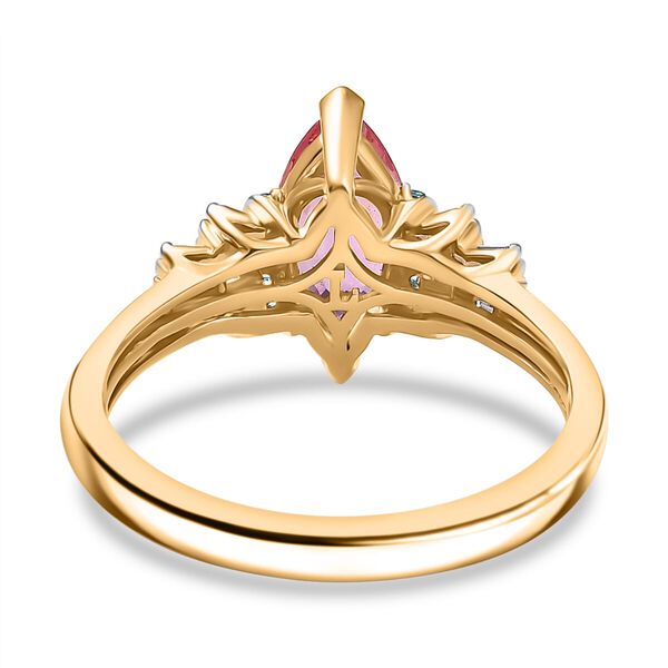 LUXORO zertifiziert und gepr&uuml;ft AAAA Padparadscha Saphir, Paraiba Turmalin und Diamant Ring in 585 Gold - 2 ct. image number 4