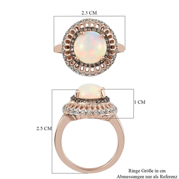Nat&uuml;rlicher &Auml;thiopischer Opal und Brauner Zirkon Ring 925 Silber ros&eacute;vergoldet  ca. 2,17 ct image number 9