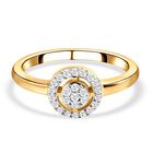 Weißer Diamant Ring, 925 Silber Gelbgold Vermeil (Größe 20.00) ca. 0,20 ct