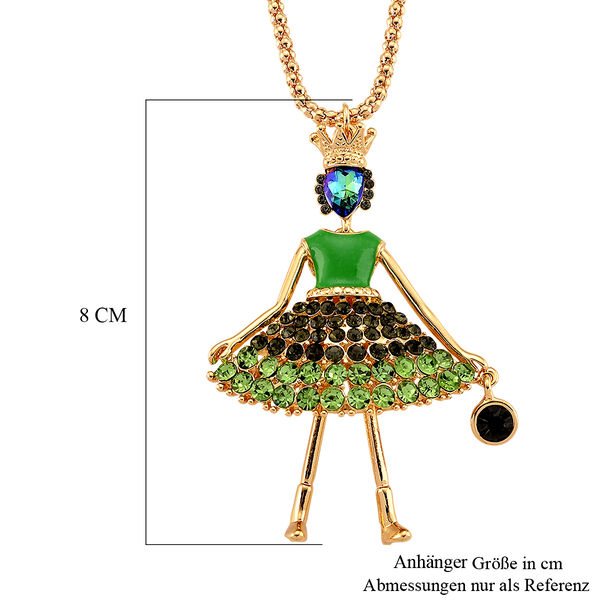 Mehrfarbiger Kristall Ballerina Anh&auml;nger mit Kette ca. 63.5 cm + 5 cm Extender, Legierung emailliert, Legierung Gelb image number 6