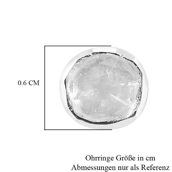 Handgefertigte Polki Diamant Solit&auml;r-Ohrstecker in Silber image number 4