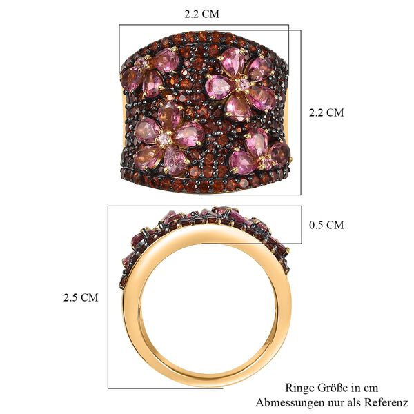 D'Joy Rosa Turmalin, Mosambik Granat Ring 925 Silber 750 Gelbgold Vermeil (Gr&ouml;&szlig;e 18.00) ca. 4,36 ct image number 6
