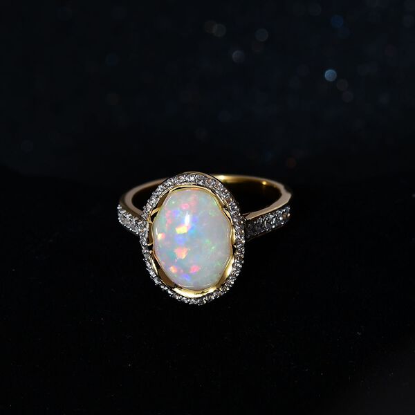 AAA nat&uuml;rlicher, &auml;thiopischer Welo Opal und Zirkon-Ring - 4,33 ct. image number 3