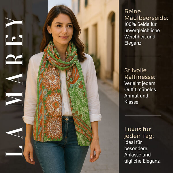 Chaos By Elsie - Krokodil-Muster Echtleder Crossbody Tasche und LA MAREY Schal aus 100 % Maulbeerseide image number 10