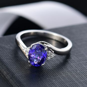 Rhapsody AAAA Tansanit, Wei&szlig;er Diamant Ring 950 Platin (Gr&ouml;&szlig;e 19.00) ca. 2,60 ct
