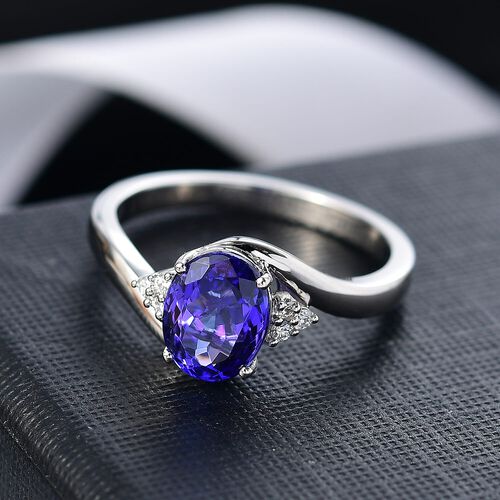 Rhapsody AAAA Tansanit, Weißer Diamant Ring 950 Platin (Größe 19.00) ca. 2,00 ct image number 1