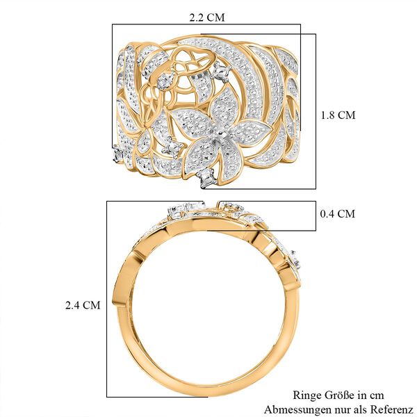Weißer Diamant Ring Messing (Größe 21.00) image number 7