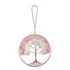 Handgefertigter Lebensbaum Traumfaenger aus Heilsteine Rosenquarz mit Kupferdraht ca 16 cm