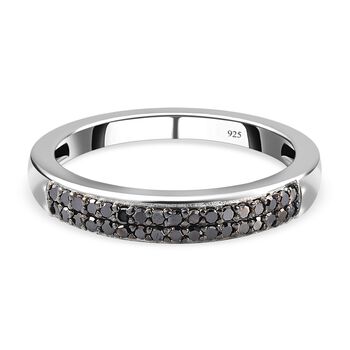 Schwarzer Diamant Ring, 925 Silber platiniert (Gr&ouml;&szlig;e 18.00) ca. 0,20 ct