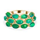 Grün, äthiopischer Welo Opal Ring, 925 Silber Gelbgold Vermeil, (Größe 18.00) ca. 1.70 ct