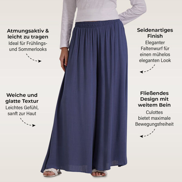 Gesmokte Taillen-Culottes, locker, bequem, elastischer Bund, Einheitsgr&ouml;&szlig;e, Blau image number 3