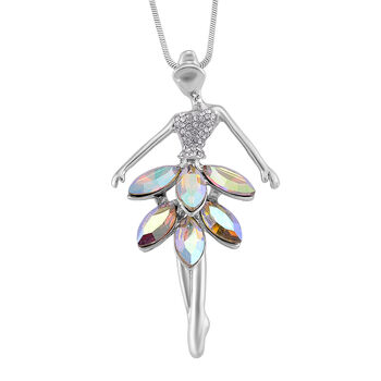 Mystischer Wei&szlig;er Kristall, Wei&szlig;er Kristall Anh&auml;nger mit Kette ca. 63.5 cm + 5 cm Extender