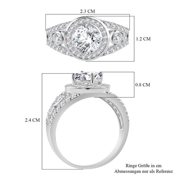 LUSTRO STELLA - Weißer Zirkonia Ring 925 Silber rhodiniert (Größe 17.00) image number 4