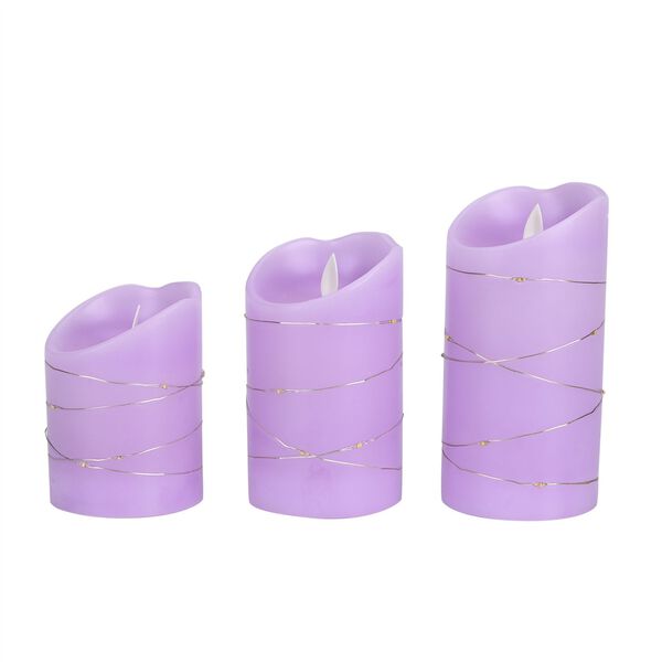 3er Set LED-Kerzen, lila image number 4