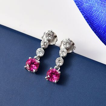 LUXURIANT AAA Labor Rosa Saphir und Zirkon Ohrringe - 2,68 ct.