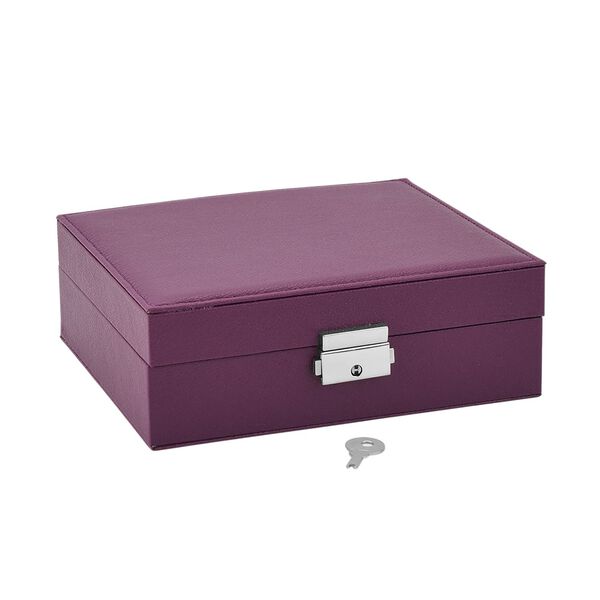 Schmuck Aufbewahrungsbox mit Haken und Fächern, 19x17x6.8 cm, Lila image number 7