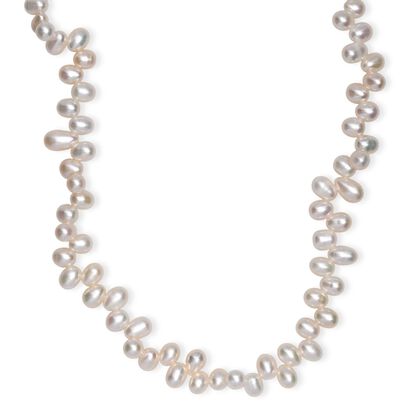 Wei&szlig;e S&uuml;&szlig;wasser Perle Halskette ca. 45 cm 925 Silber rhodiniert