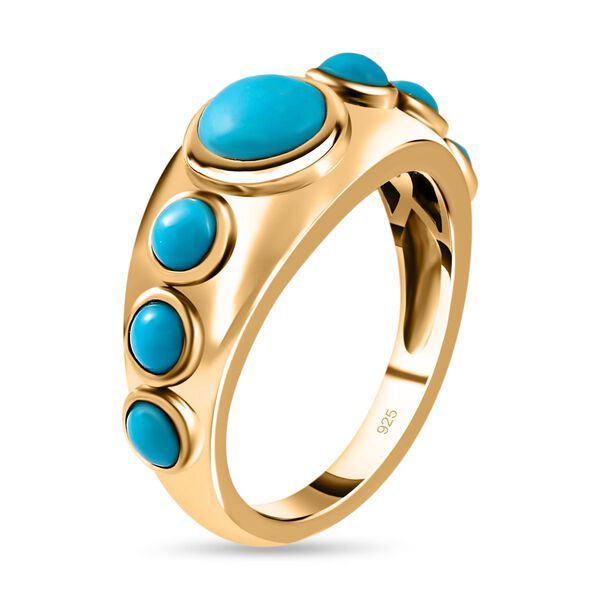 Amerikanischer, nat&uuml;rlicher Sleeping Beauty T&uuml;rkis Ring, 925 Silber vergoldet (Gr&ouml;&szlig;e 16.00) ca. 1.52 ct image number 5