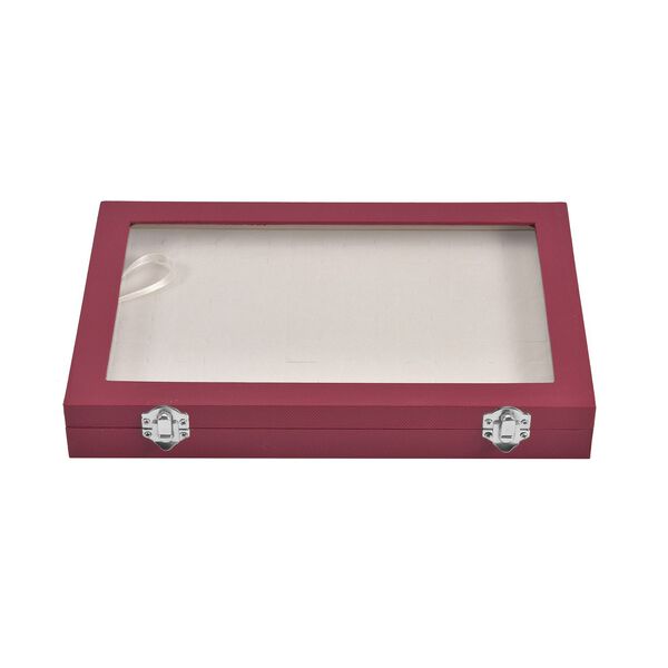 Moderne Ringschatulle mit Acryl-Fenster, 29x18.5x4cm, Weinrot image number 2
