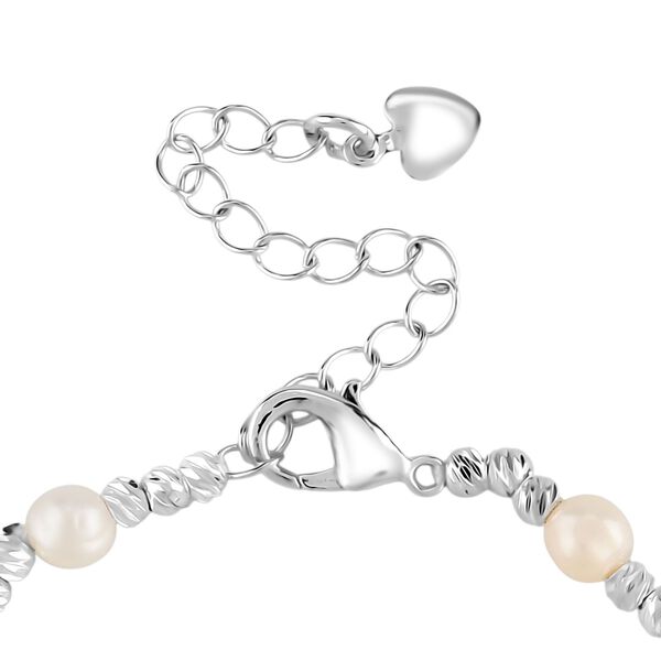 Wei&szlig;e Muschelkernperle, Wei&szlig;e S&uuml;&szlig;wasser Perle Armband ca. 15.25 cm + 3.5 cm Extender, Nickelfreies Messing Silberfarben image number 6