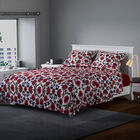 SERENITY NIGHT: 3er-Set, Quilt und 2 Kissenbezüge, 240x260 und 2 mal 50x75 cm, Weiß-Rot