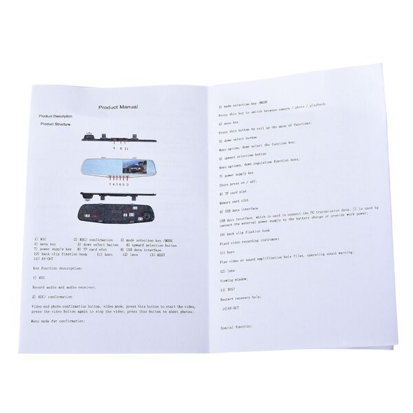 Rückspiegel mit Dashcam und G-Sensor, Bewegungserkennung und zyklischer Aufzeichnung, 8GB Mikro SD-Karte inkl., 2,4 Zoll LCD-Display image number 9