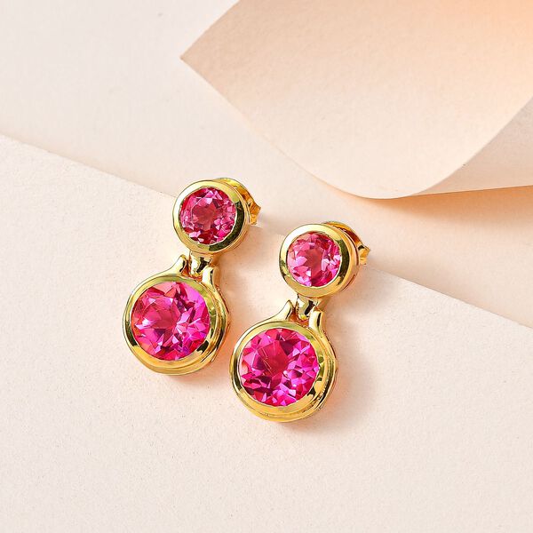 Sunset Quarz Triplette Ohrringe, 925 Silber Gelbgold Vermeil, ca. 6.89 ct image number 2