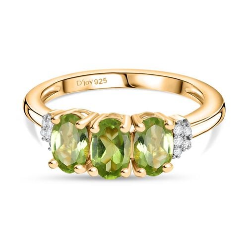 Peridot, Weißer Zirkon Ring 925 Silber vergoldet (Größe 20.00) ca. 1,55 ct image number 0