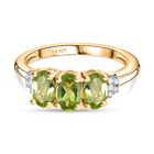 Peridot, Weißer Zirkon Ring 925 Silber vergoldet (Größe 20.00) ca. 1,55 ct