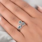 Handgearbeiteter Polki Blauer Diamant Ring 925 Silber Platin-Überzug image number 2