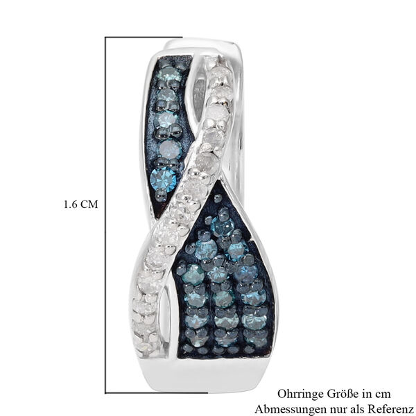 Wei&szlig;er und Blauer Diamant Ohrringe 925 Silber platiniert ca. 0,33 ct image number 5