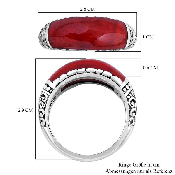 Royal Bali - Rote Koralle Ring, 925 Silber, (Gr&ouml;&szlig;e 17.00), ca. 4.00 ct image number 5