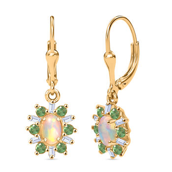 AA Nat&uuml;rliche, &auml;thiopische Welo Opal, Tsavorit Granat und Moissanit Ohrringe - 1,61 ct.