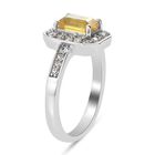 Gelber Saphir und Zirkon Halo Ring 925 Silber Platin-Überzug image number 4