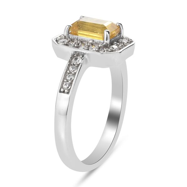 Gelber Saphir und Zirkon Halo Ring 925 Silber Platin-Überzug image number 5