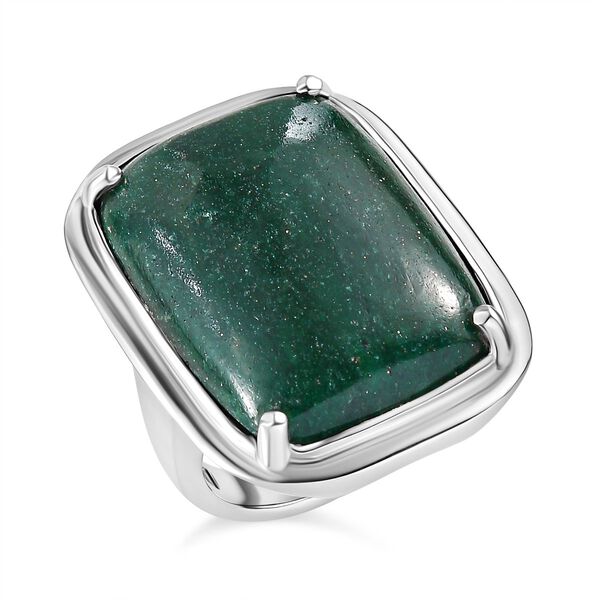Gr&uuml;ner Aventurin Ring, Edelstahl (Gr&ouml;&szlig;e 16.00) ca. 26.52 ct image number 4