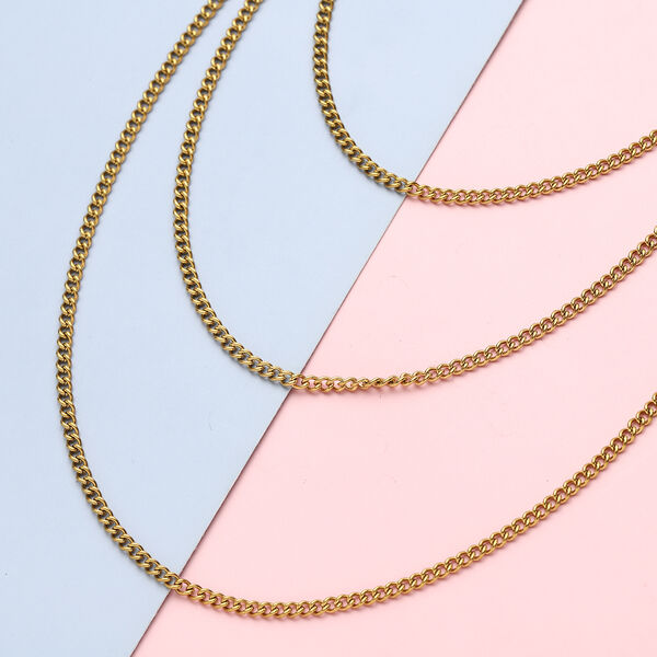 3-lagige Halskette, ca. 40.5 cm, 316L Edelstahl IP-Gold image number 2