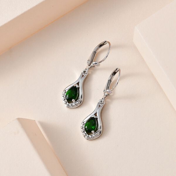 AAA Nat&uuml;rlicher Chromdiopsid Ohrringe 925 Silber platiniert ca. 0.91 ct image number 2
