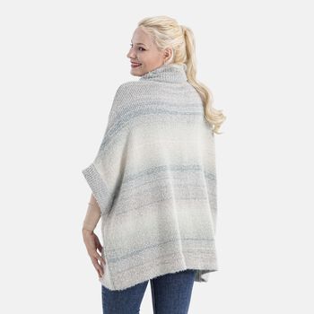 La Marey - Poncho mit Stehkragen und Taschen, Grau