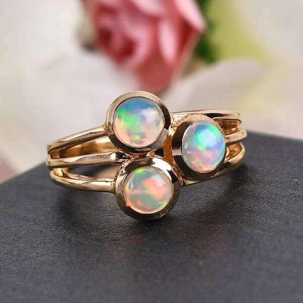 Nat&uuml;rlicher &Auml;thiopischer Opal Ring 925 Silber Vermeil image number 2