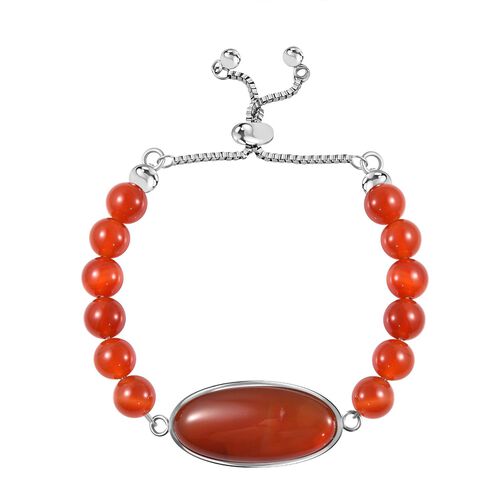 Gefärbter roter Achat Flexibles Bolo-Armband, ca. 15-22 cm Reiner Edelstahl ca. 70.00 ct image number 0